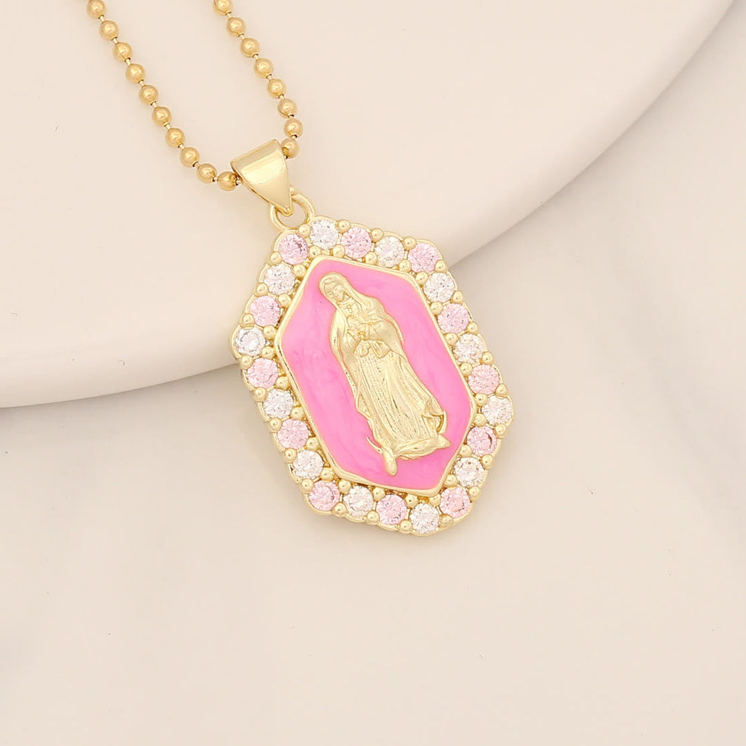 Exquisite Blessed Mary Micro-inlaid Zircon Necklace