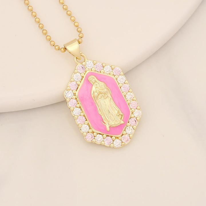 Exquisite Blessed Mary Micro-inlaid Zircon Necklace