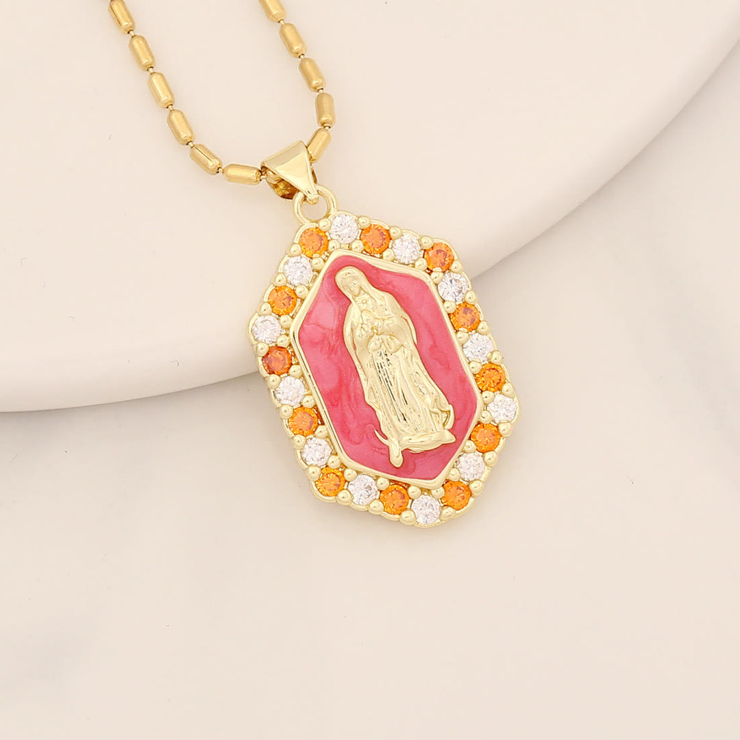 Exquisite Blessed Mary Micro-inlaid Zircon Necklace