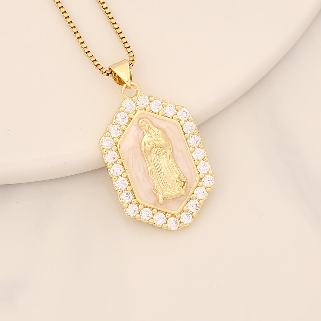 Exquisite Blessed Mary Micro-inlaid Zircon Necklace