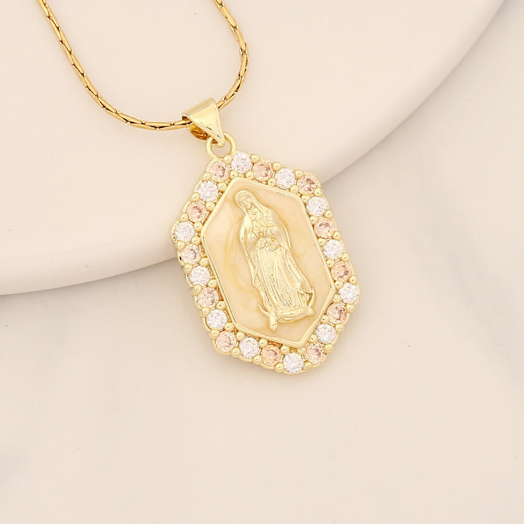 Exquisite Blessed Mary Micro-inlaid Zircon Necklace