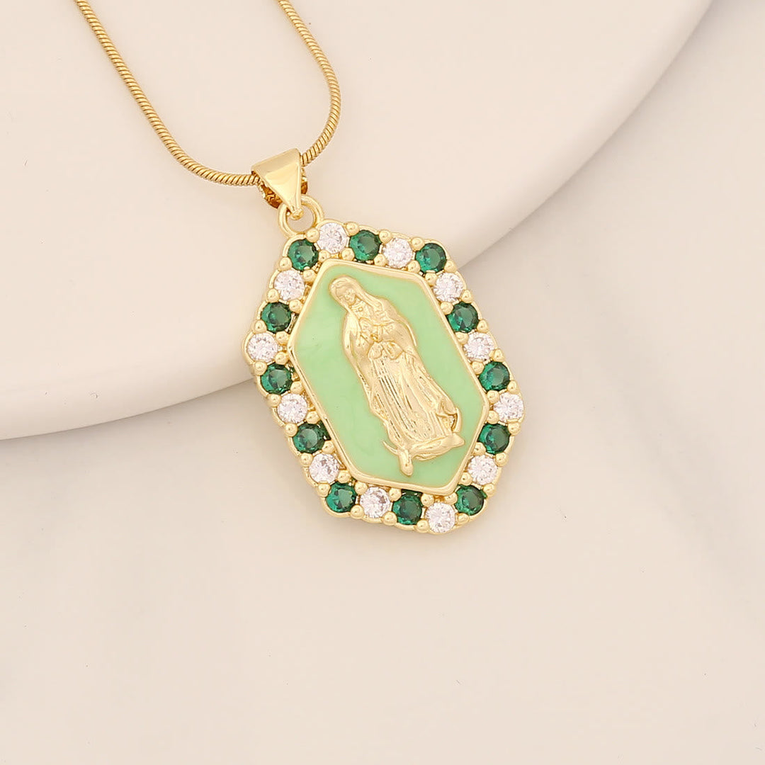 Exquisite Blessed Mary Micro-inlaid Zircon Necklace