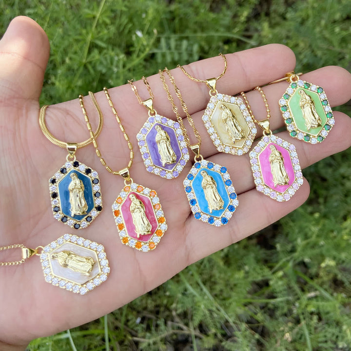 Exquisite Blessed Mary Micro-inlaid Zircon Necklace