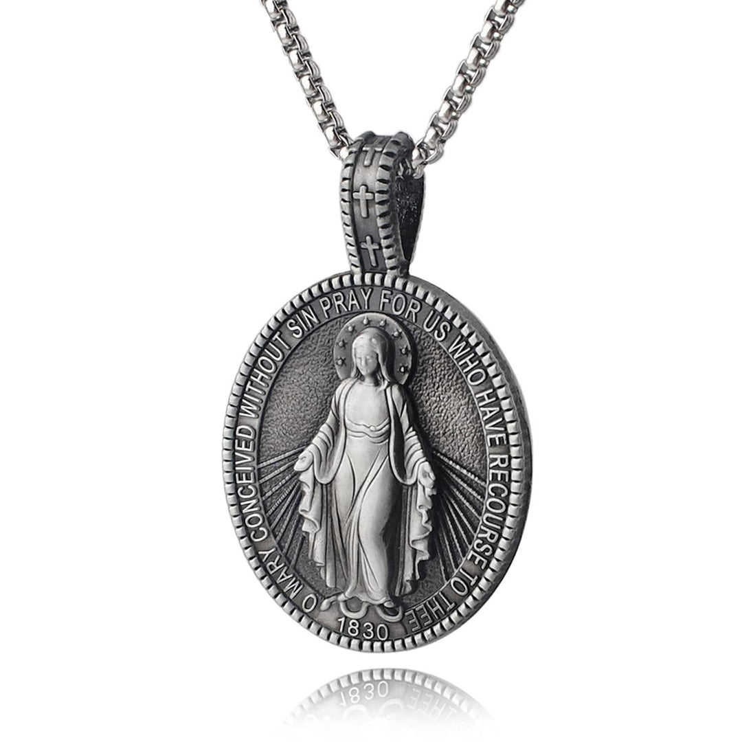 Miraculous Virgin Mary Medallion Pendant Necklace