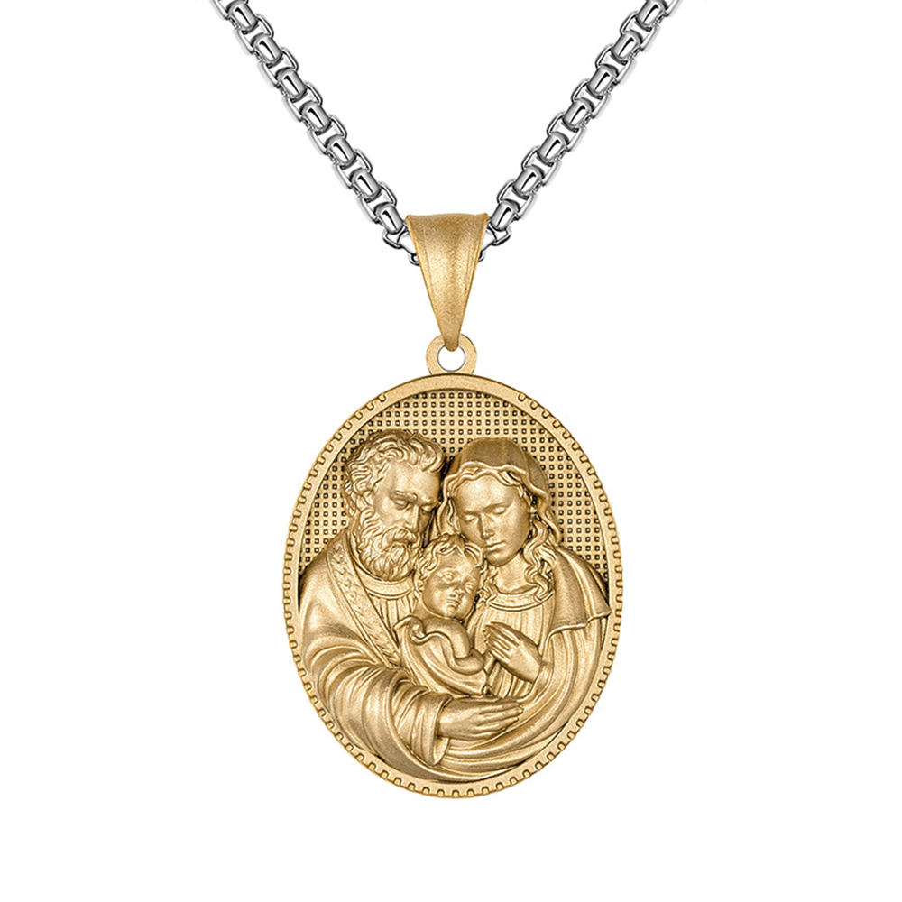 Joseph Mary Jesus Holy Family Medal Necklace