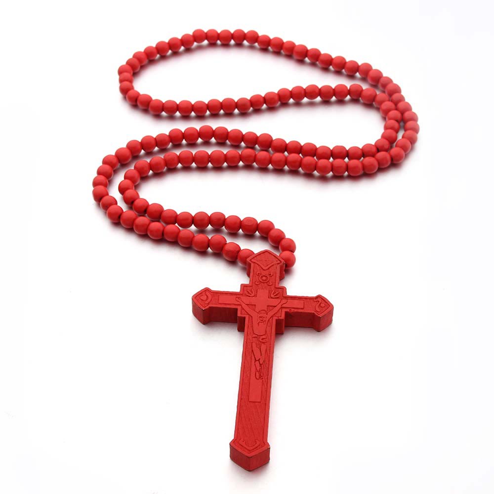 Jesus Cross Wooden Necklace
