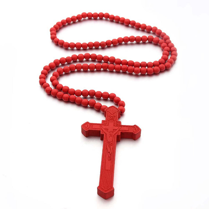 Jesus Cross Wooden Necklace