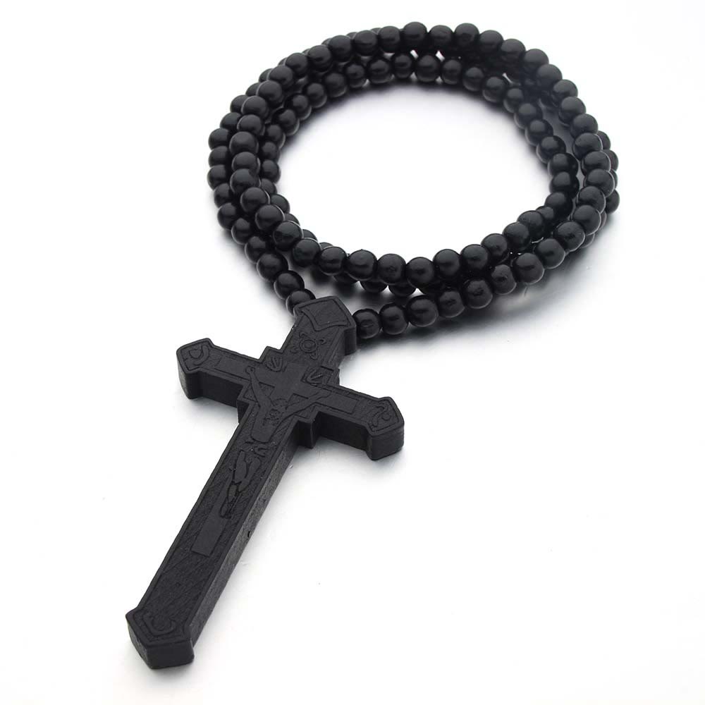 Jesus Cross Wooden Necklace