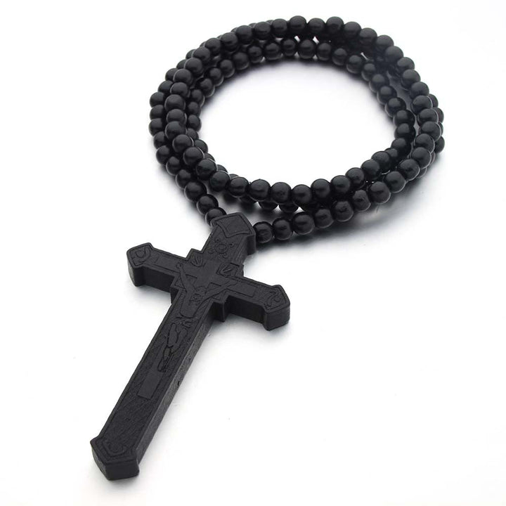 Jesus Cross Wooden Necklace