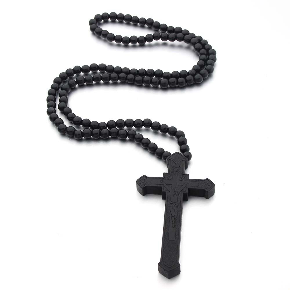 Jesus Cross Wooden Necklace