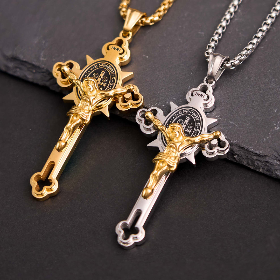 St. Benedict Symbol Crucifix Necklace