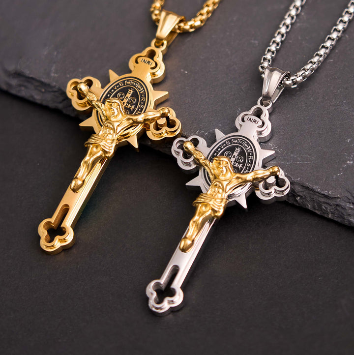 St. Benedict Symbol Crucifix Necklace