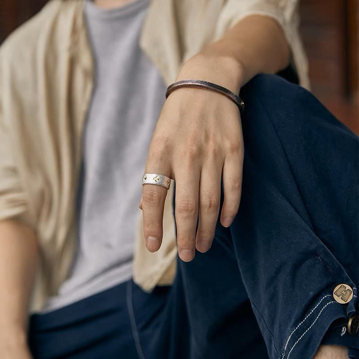 Minimalist Style Cross Adjustable Sterling Silver Ring