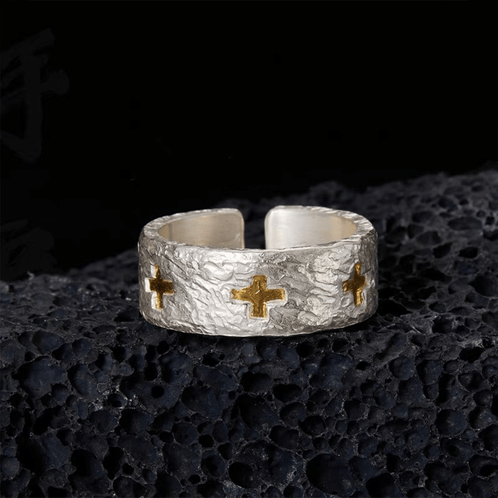 Minimalist Style Cross Adjustable Sterling Silver Ring