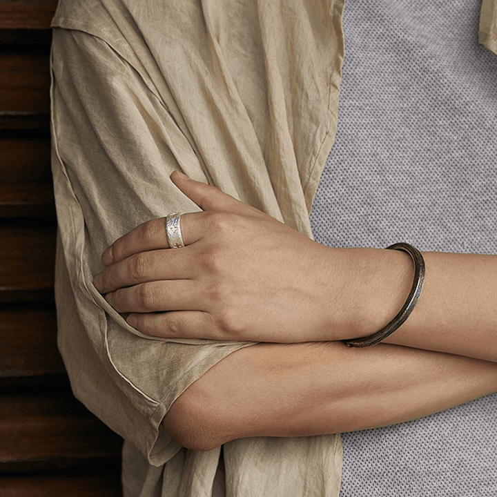 Minimalist Style Cross Adjustable Sterling Silver Ring