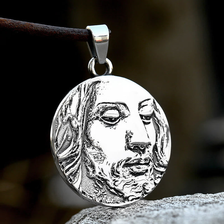 Classic Style Crafted God Bless You Jesus Pendant Necklace