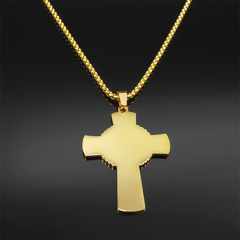 Multi-element Style Eucharist Halo Grapevine Cross Necklace
