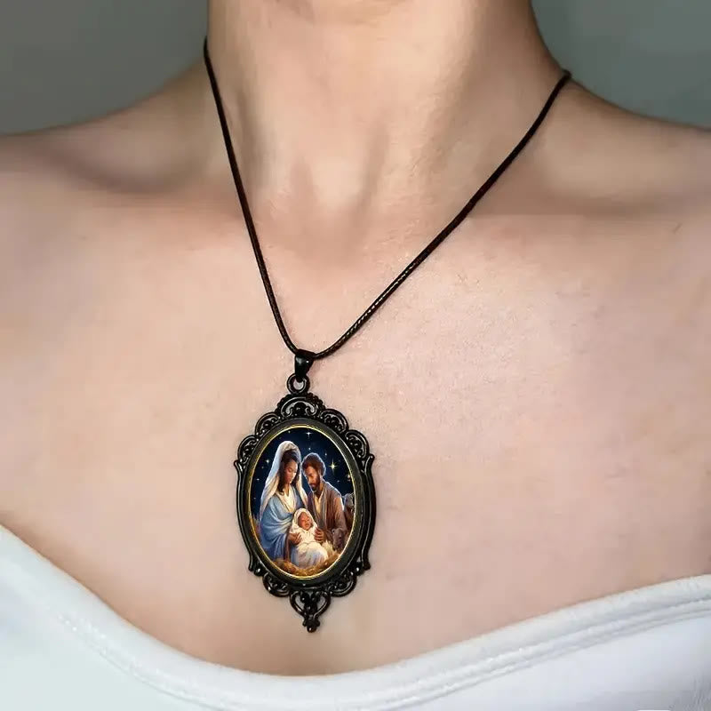 Gothic Style Black Vintage Border Nativity Alloy Necklace