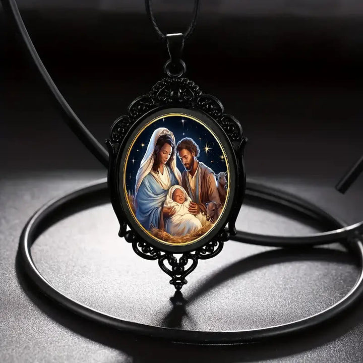 Gothic Style Black Vintage Border Nativity Alloy Necklace