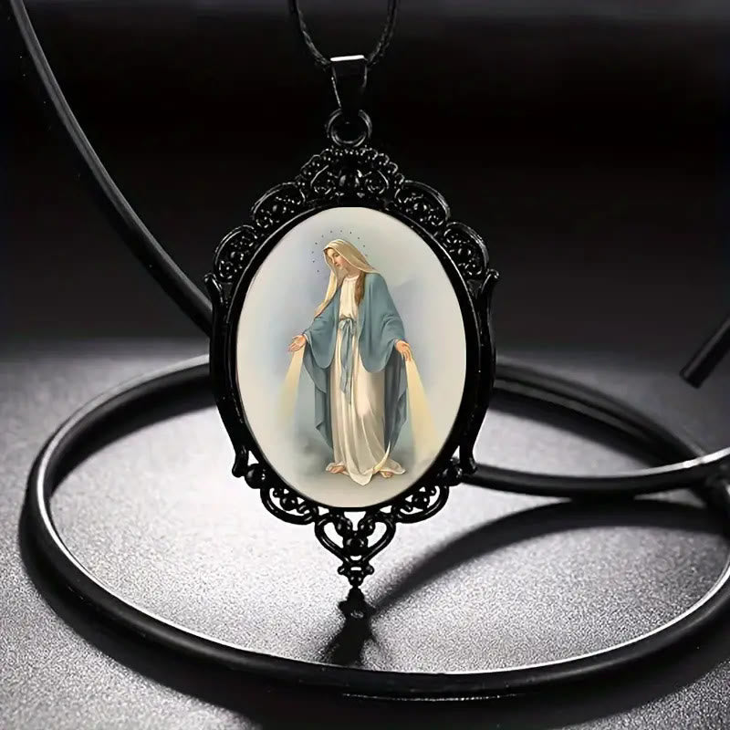Gothic Style Vintage Border Our Lady of Grace Necklace