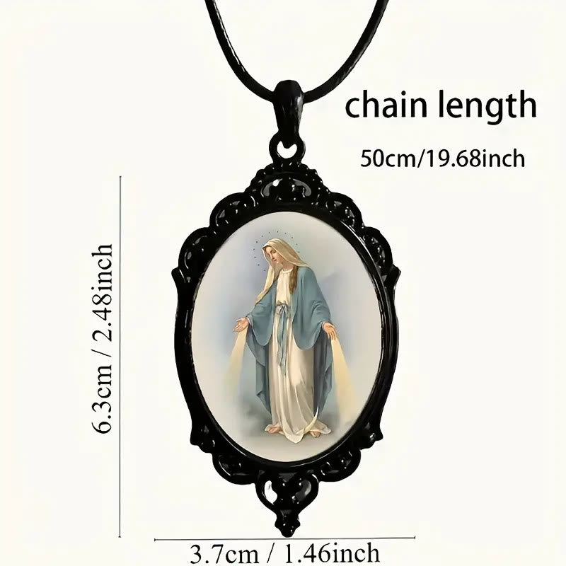 Gothic Style Vintage Border Our Lady of Grace Necklace