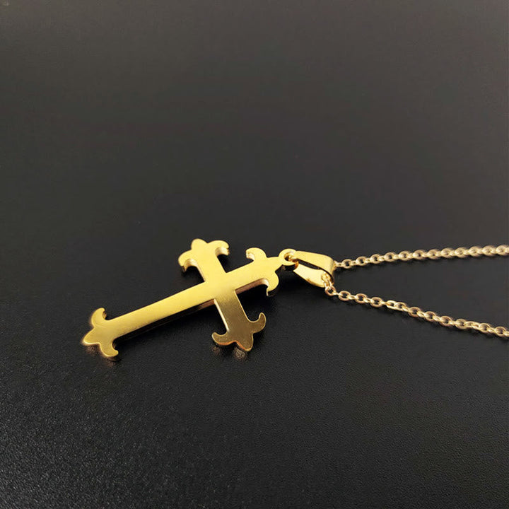 2 Minimalist Style Cross Golden Pendant Stainless Steel Necklace