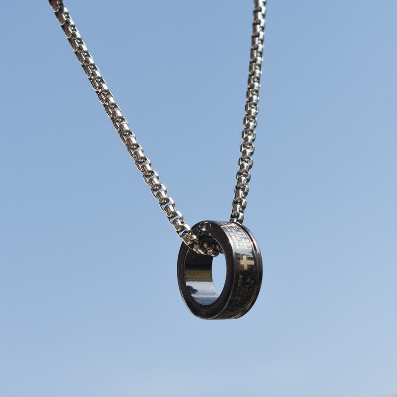 Combination Style Bible Verse Ring & Chain Necklace