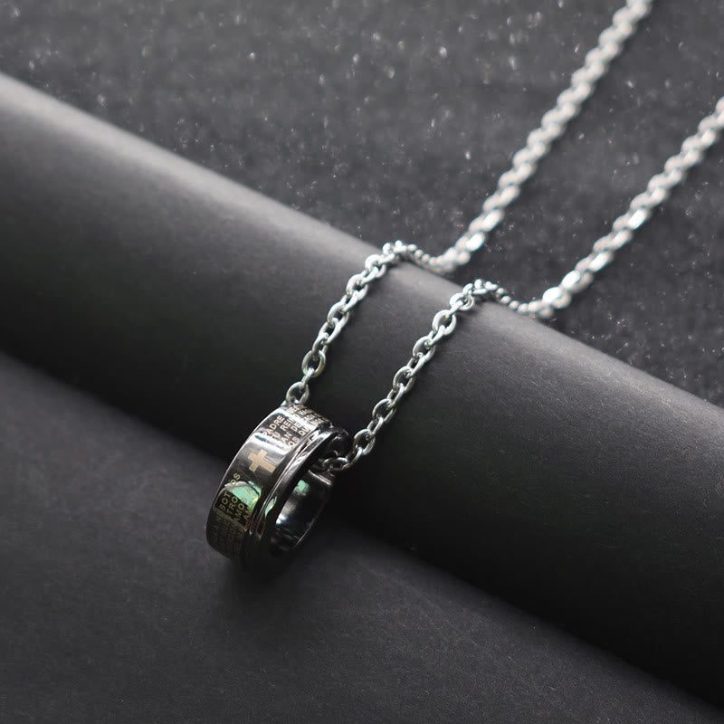Combination Style Bible Verse Ring & Chain Necklace