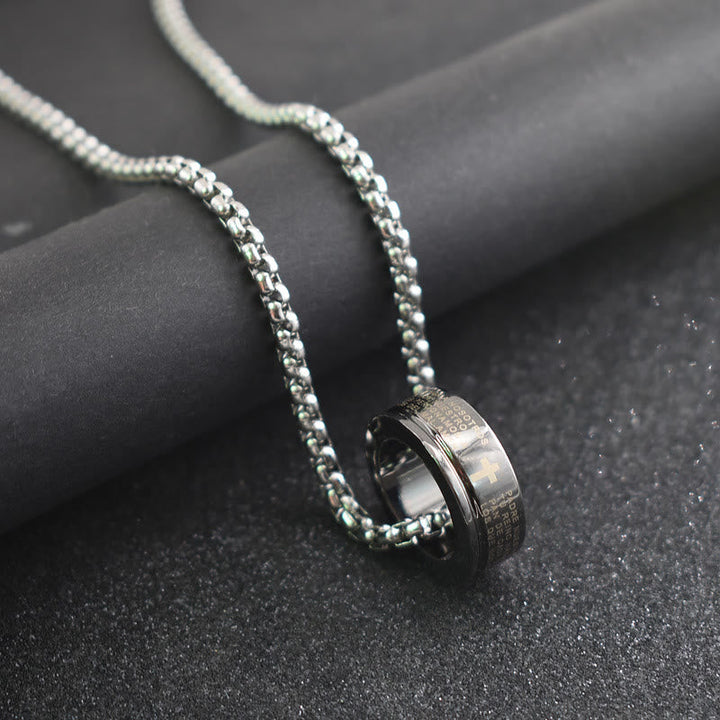 Combination Style Bible Verse Ring & Chain Necklace