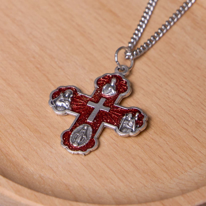 Classic Style Carmelite Five-in-One Four-Way Cross Pendant Alloy Necklace
