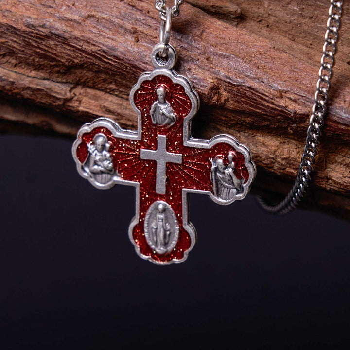 Classic Style Carmelite Five-in-One Four-Way Cross Pendant Alloy Necklace