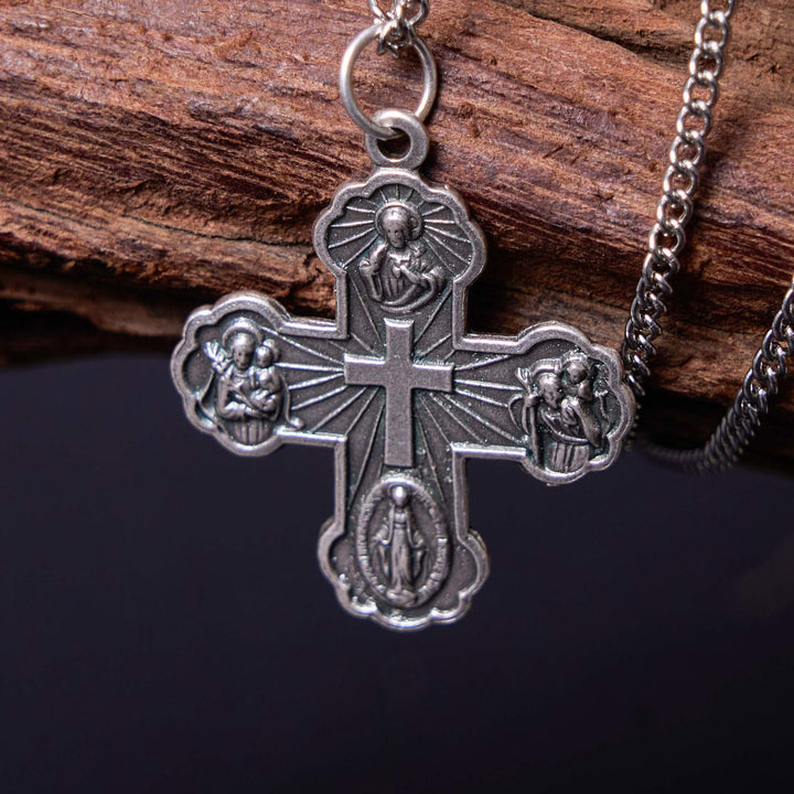 Classic Style Carmelite Five-in-One Four-Way Cross Pendant Alloy Necklace