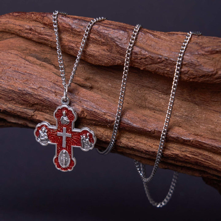 Classic Style Carmelite Five-in-One Four-Way Cross Pendant Alloy Necklace