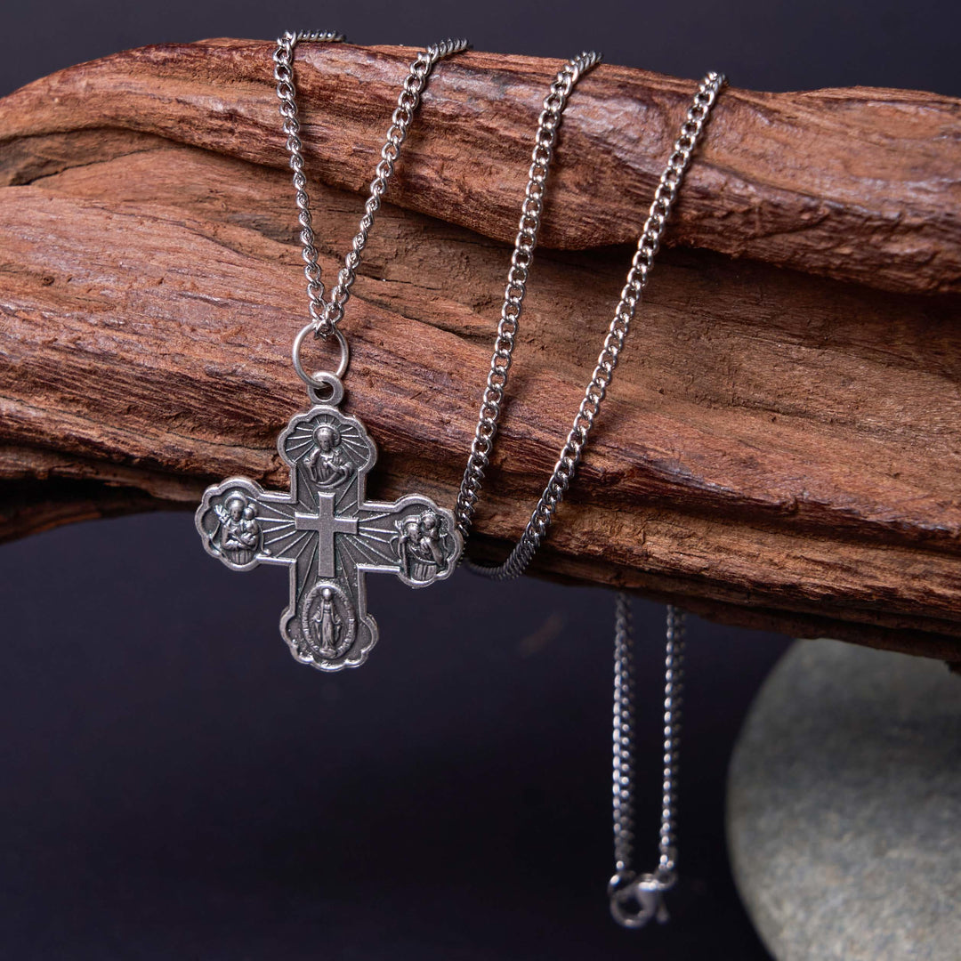Classic Style Carmelite Five-in-One Four-Way Cross Pendant Alloy Necklace