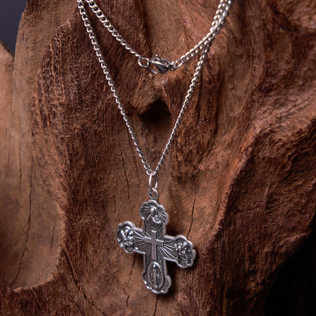 Classic Style Carmelite Five-in-One Four-Way Cross Pendant Alloy Necklace