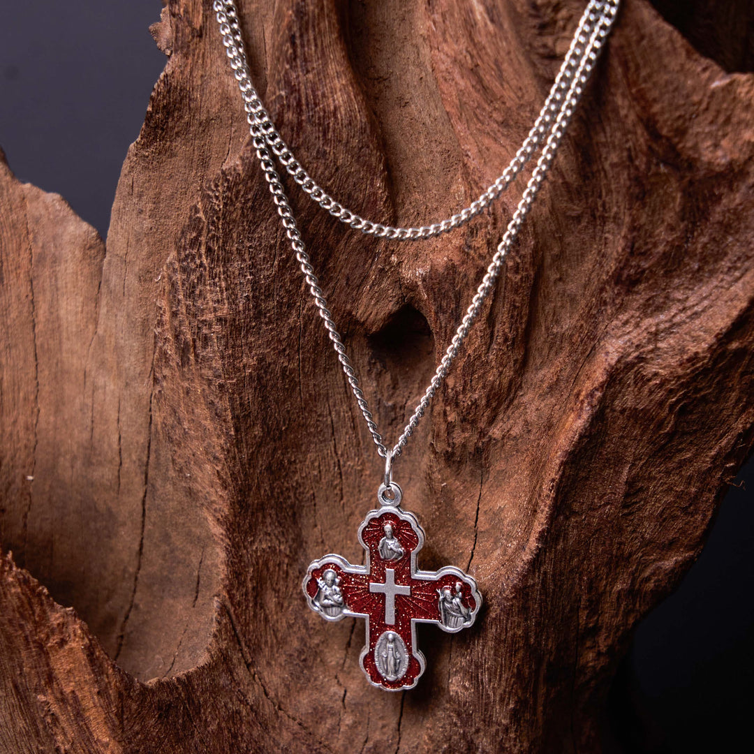 Classic Style Carmelite Five-in-One Four-Way Cross Pendant Alloy Necklace