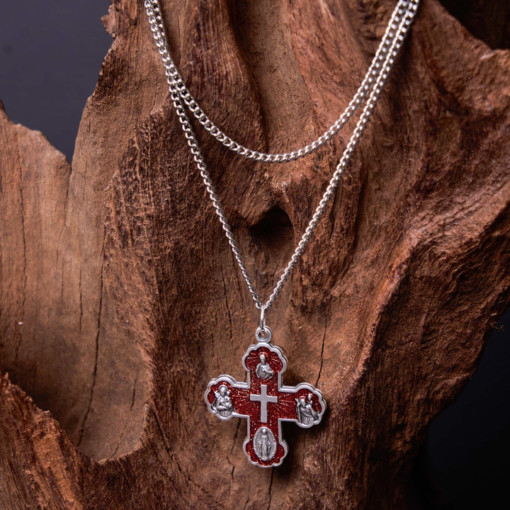 Classic Style Carmelite Five-in-One Four-Way Cross Pendant Alloy Necklace