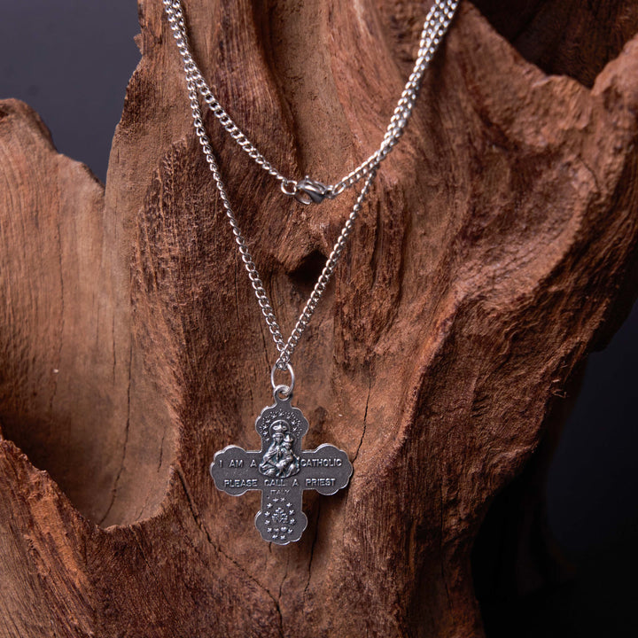 Classic Style Carmelite Five-in-One Four-Way Cross Pendant Alloy Necklace