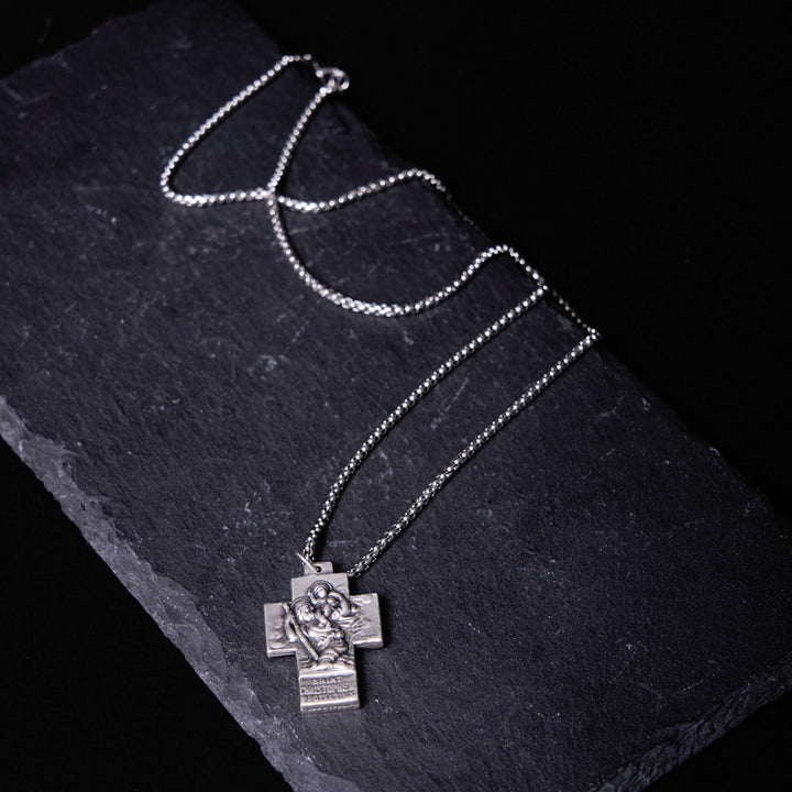 Classic Style Jesus Mary Joseph Guardian Cross Pendant Alloy Necklace