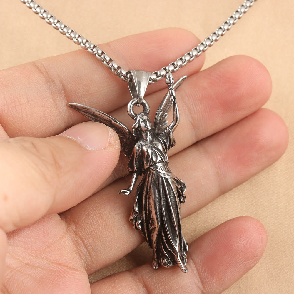 Classic Style Heavenly Protection Guardian Angel Titanium Pendant Necklace