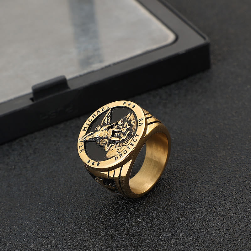 Retro Style Archangel Michael Titanium Steel Ring