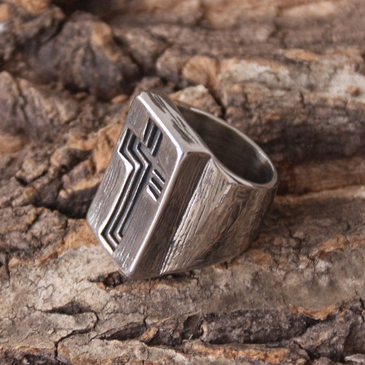 Retro Minimalist Style Broadside Cross Ring