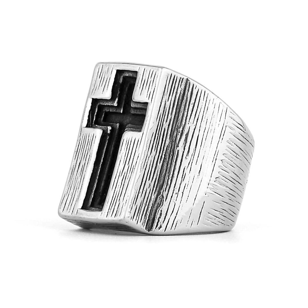 Retro Minimalist Style Broadside Cross Ring