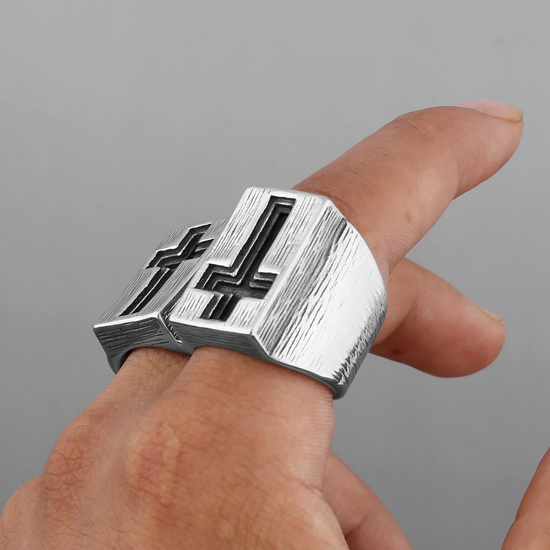 Retro Minimalist Style Broadside Cross Ring