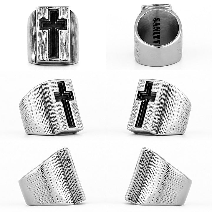 Retro Minimalist Style Broadside Cross Ring