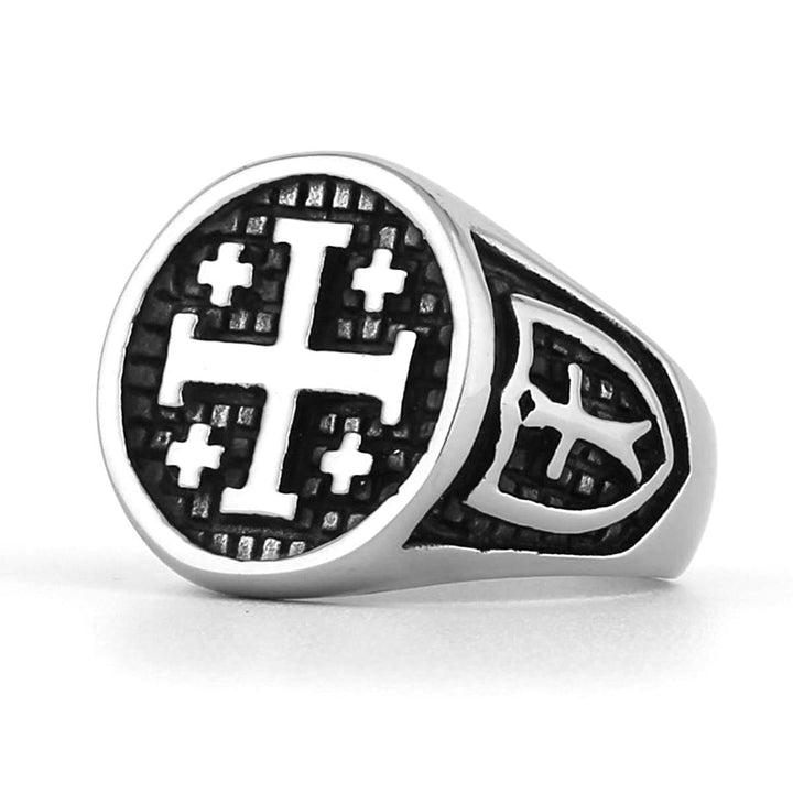 Retro Minimalist Style Jerusalem Cross Ring