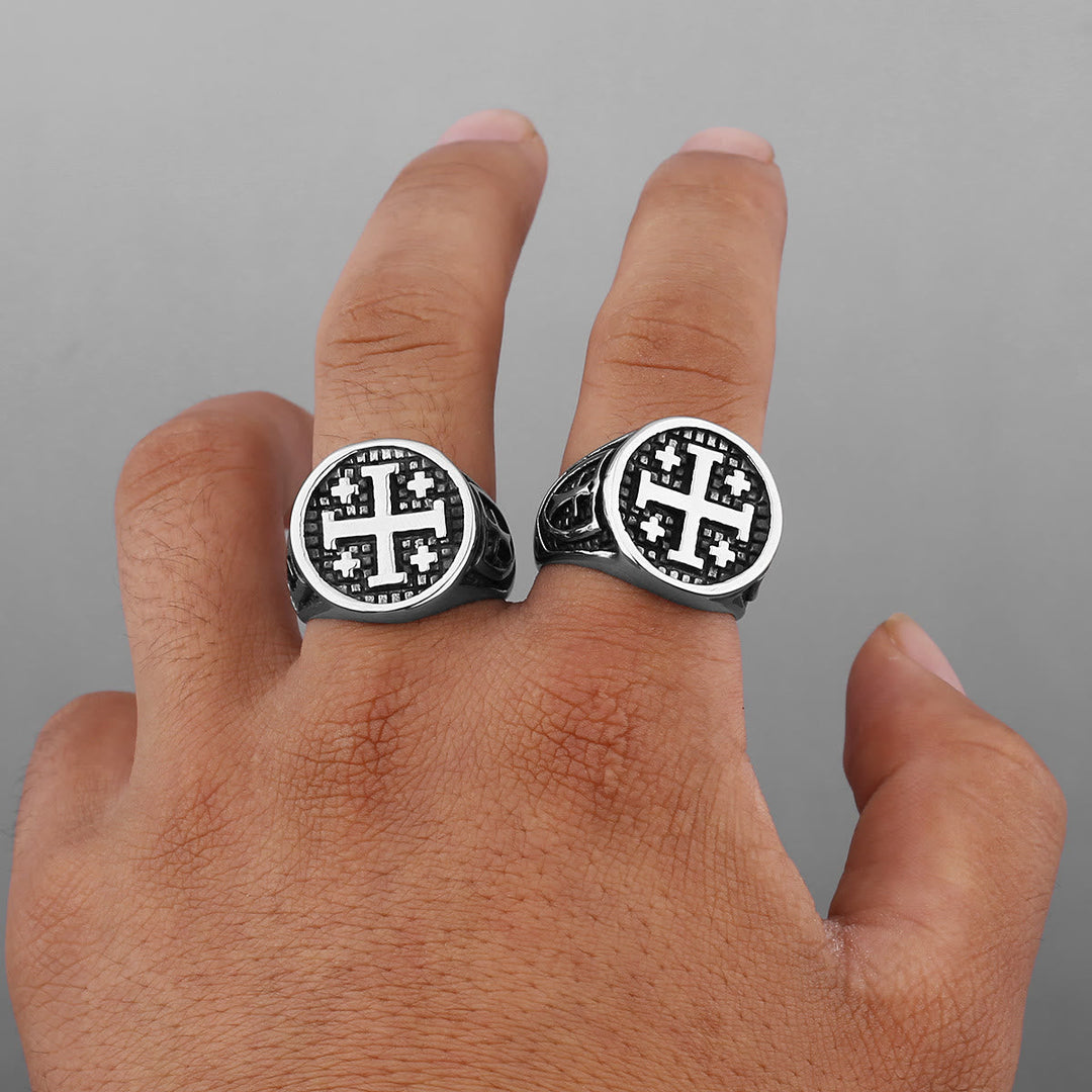 Retro Minimalist Style Jerusalem Cross Ring