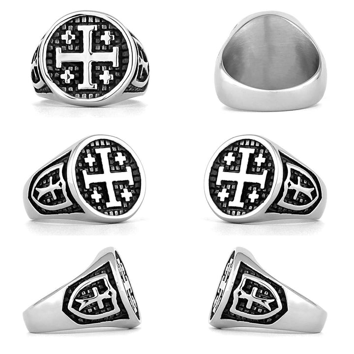 Retro Minimalist Style Jerusalem Cross Ring