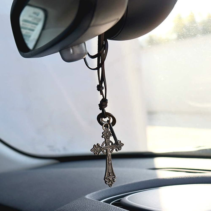 Retro Classic Style Crucifix Pendant Leather Rope Necklace