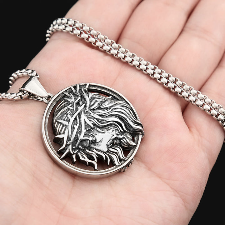 Retro Punk Style Crown of Thorns of Jesus Pendant Necklace